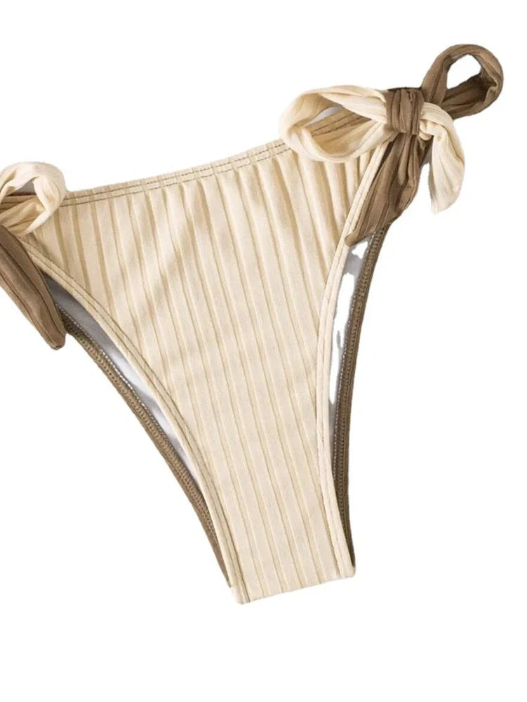 Women's two-tone bikini with cross-back design and steel underwire support in available colour options