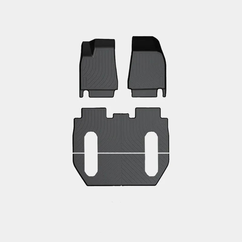 Waterproof TPE car mats for Tesla Model X showing tailbox and cabin protection