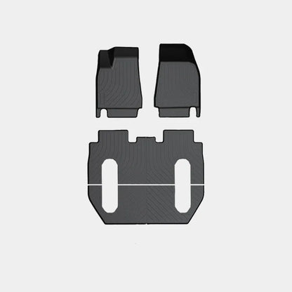 Waterproof TPE car mats for Tesla Model X showing tailbox and cabin protection