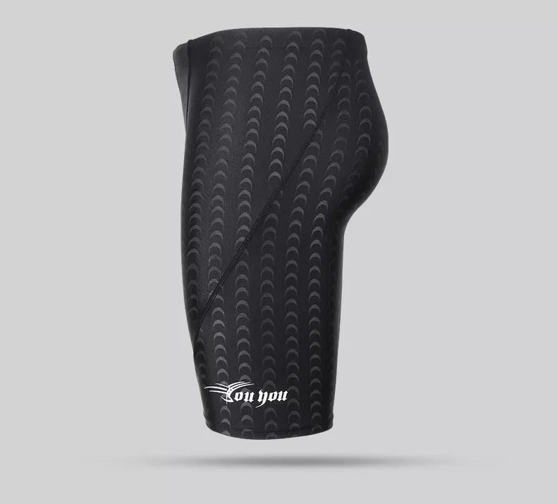 Men's Shark Skin Five Points swimming trunks with four-way stretch fabric in black and blue