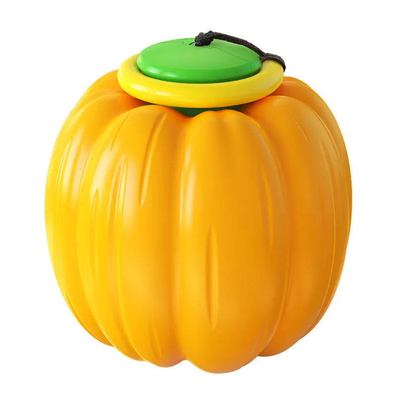 Halloween pumpkin shaped plastic dog chew ball with squeaker in orange colour