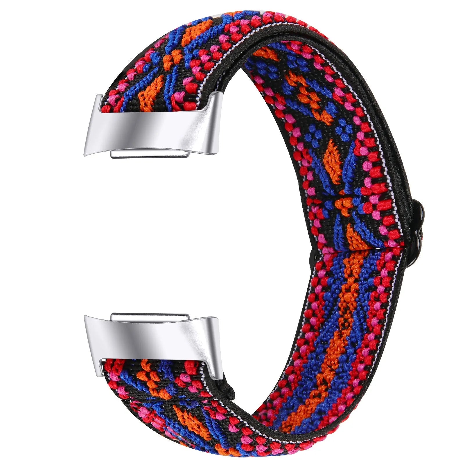 Printed elastic watch strap for Fitbit Charge 6 with adjustable sizing and multiple colour options