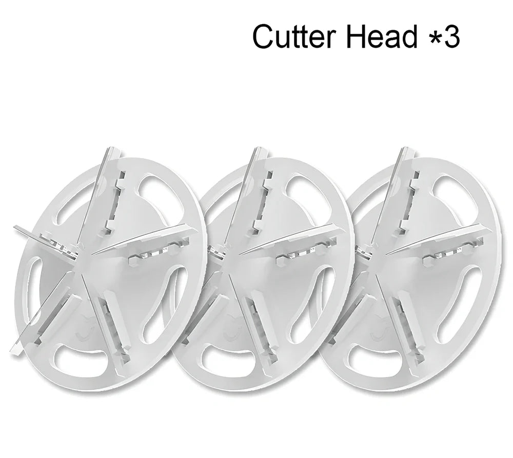 White plastic electric shaver with bulb removal function measuring 145mm length