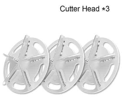 White plastic electric shaver with bulb removal function measuring 145mm length