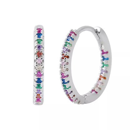 Circle Female Earrings Ear Clip Multicolor Zircon Elegant in various colors