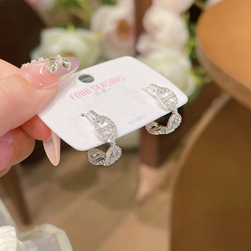 Ladies' copper electroplated diamond earrings with thick gold plating in silver, gold, or rose gold finishes, offering a versatile casual style suitable for daily wear and crafted from durable copper material.