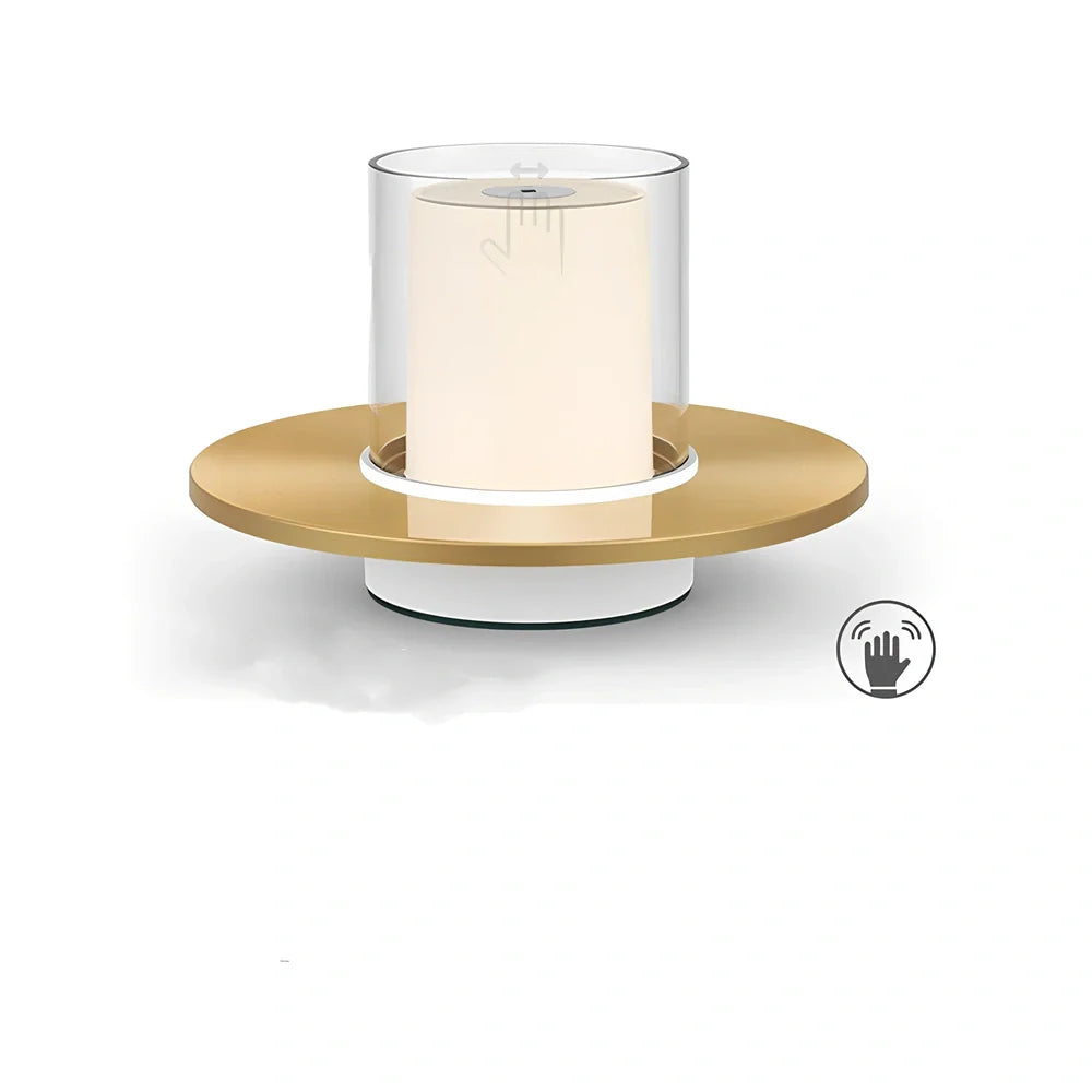 Bar table lamp with gold electroplated finish measuring 160mm tall with touch dimming controls