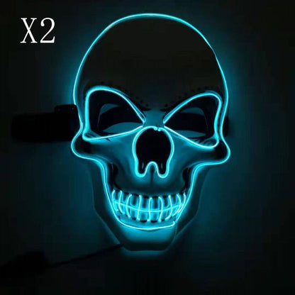 A bone-chilling LED-illuminated skull Halloween mask with adjustable lighting modes for spooky holiday fun