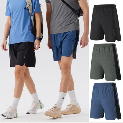 Men's forest green spandex shorts with five-point single layer construction and mid-waist design