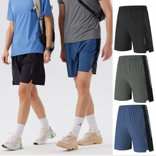 Men's forest green spandex shorts with five-point single layer construction and mid-waist design