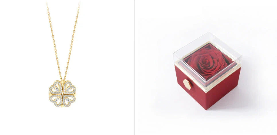 Elegant four-leaf clover necklace with magnetic and detachable design for versatile styling