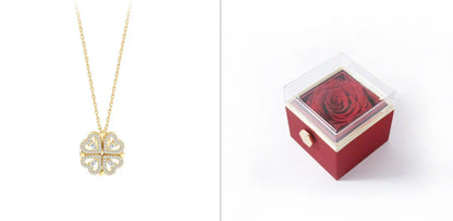 Elegant four-leaf clover necklace with magnetic and detachable design for versatile styling