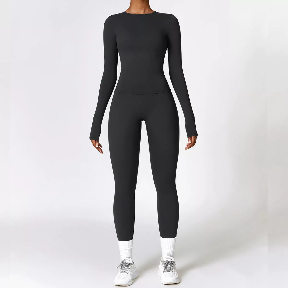 Women's tight-fitting brushed yoga suit in quick-drying nylon-spandex fabric