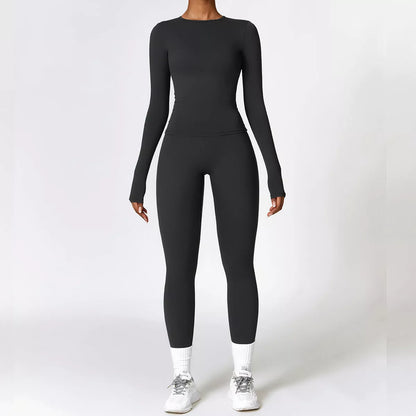 Women's tight-fitting brushed yoga suit in quick-drying nylon-spandex fabric