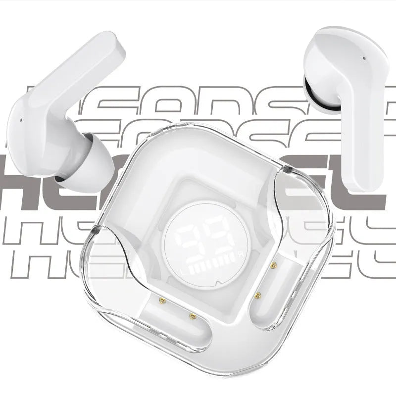 Wireless Bluetooth TWS headset in one of five colours: white, black, pink, blue, or green.
