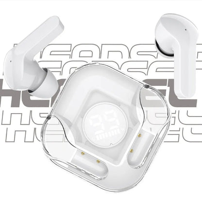 Wireless Bluetooth TWS headset in one of five colours: white, black, pink, blue, or green.