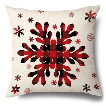 Christmas Flax Elk Pillowcase with hidden zipper and festive design