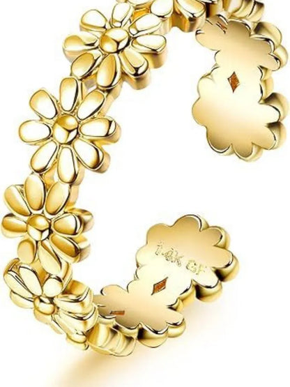 Geometric toe ring with 14K gold plating in rhinestone, water drop, golden diamonds, or golden flowers colours