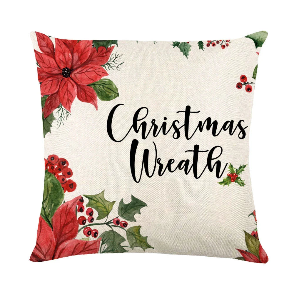 Festive throw pillow covers with various snowflake designs for Christmas home decor