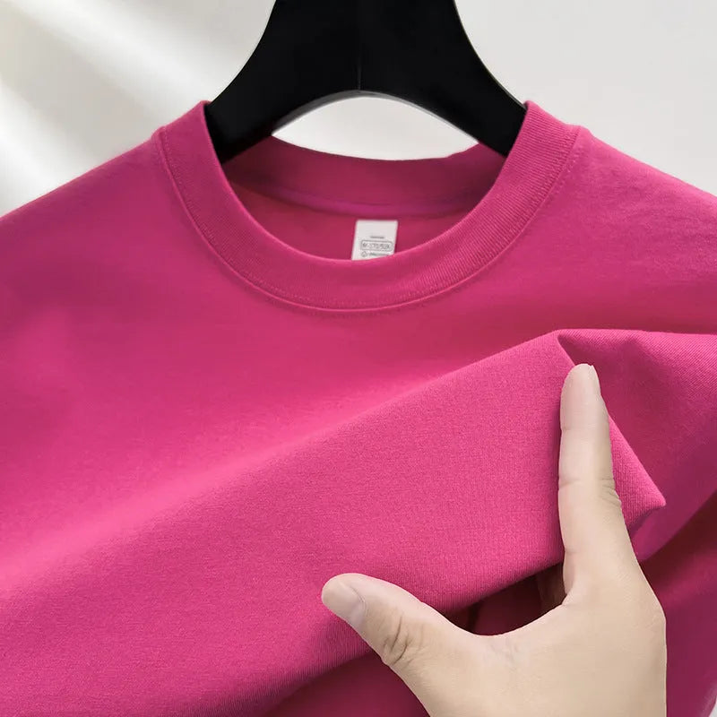 Men's drop shoulder t-shirt in thin cotton fabric, shown in a solid colour.