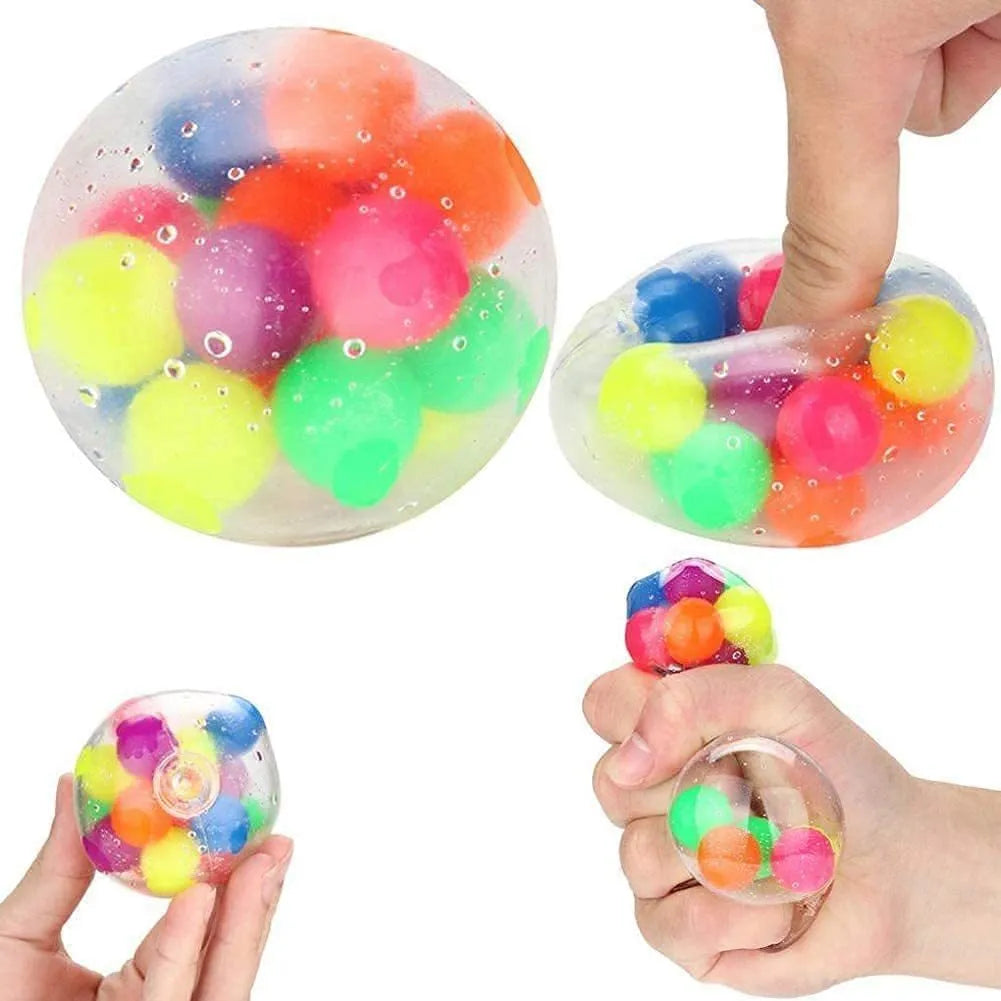 6cm TPR grape ball decompression vent toy in rainbow style, portable squeeze ball for teens and adults