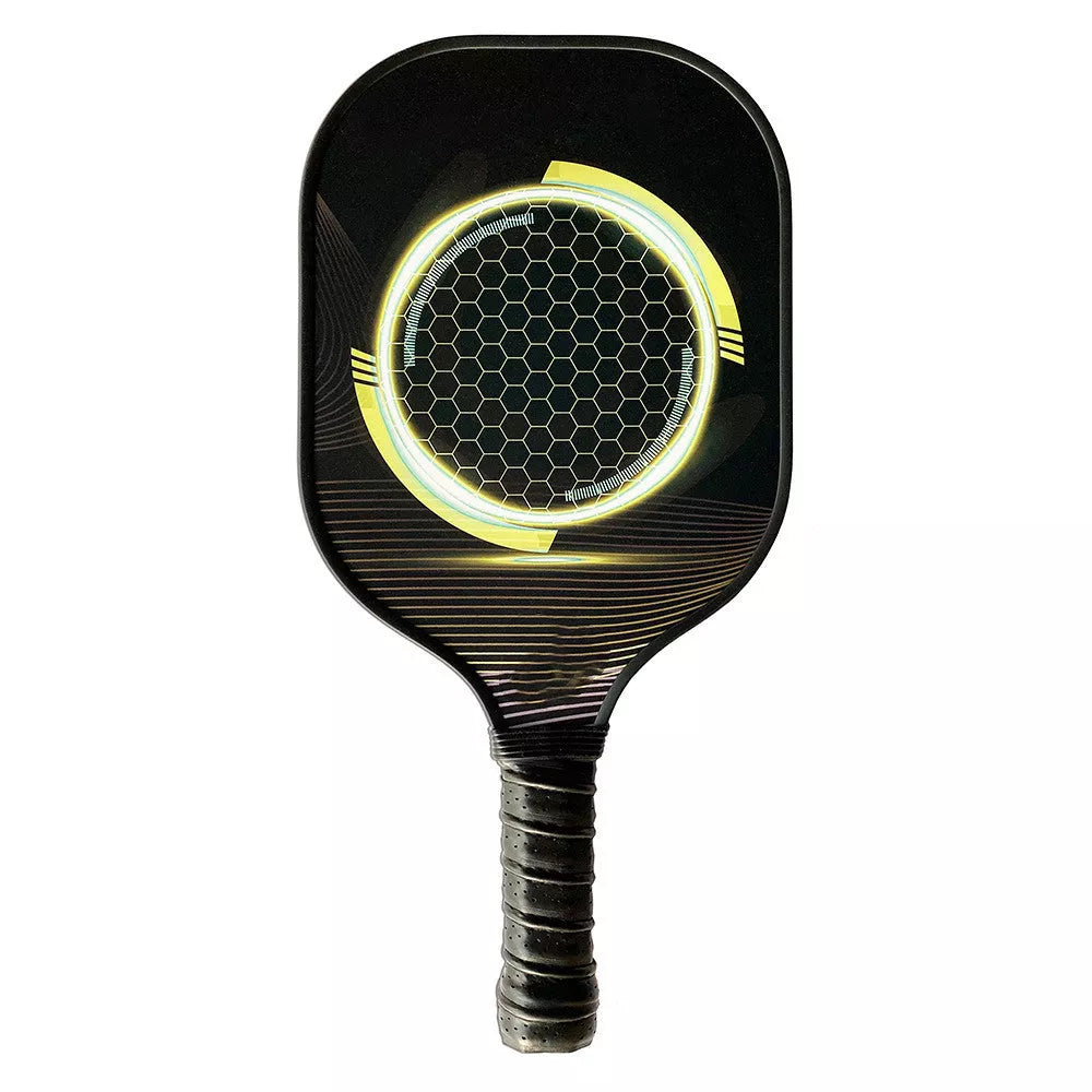 Carbon Fiber Pickleball Racket with red, yellow, blue, and purple color options