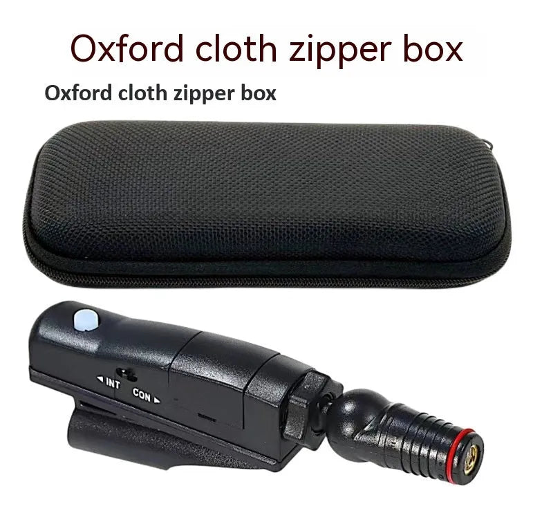A golf putter laser aiming instrument showing different style options including a laser sight unit.