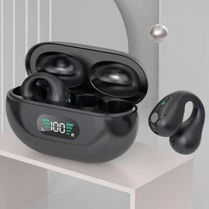 Wireless Bone Conduction Headphones with Bluetooth 5.3, Comfortable Ear Clips, and Deep Bass Audio Performance