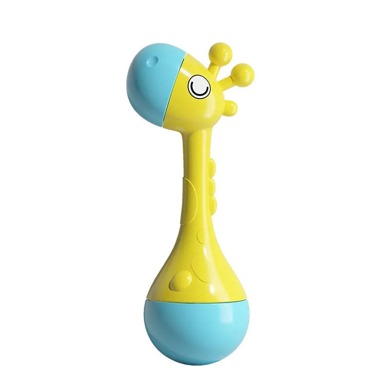 Giraffe sand hammer baby music toy in plastic for infants 0-3 years with bag