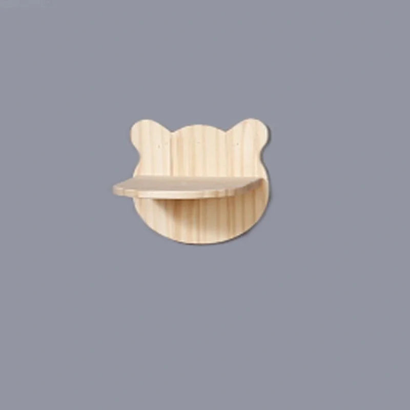 Solid wood wall-mounted cat jumping platform for pet climbing and lounging