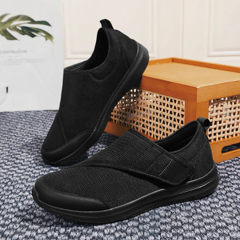 Velcro-fastened mountaineering walking shoes with mesh upper in multiple colour options