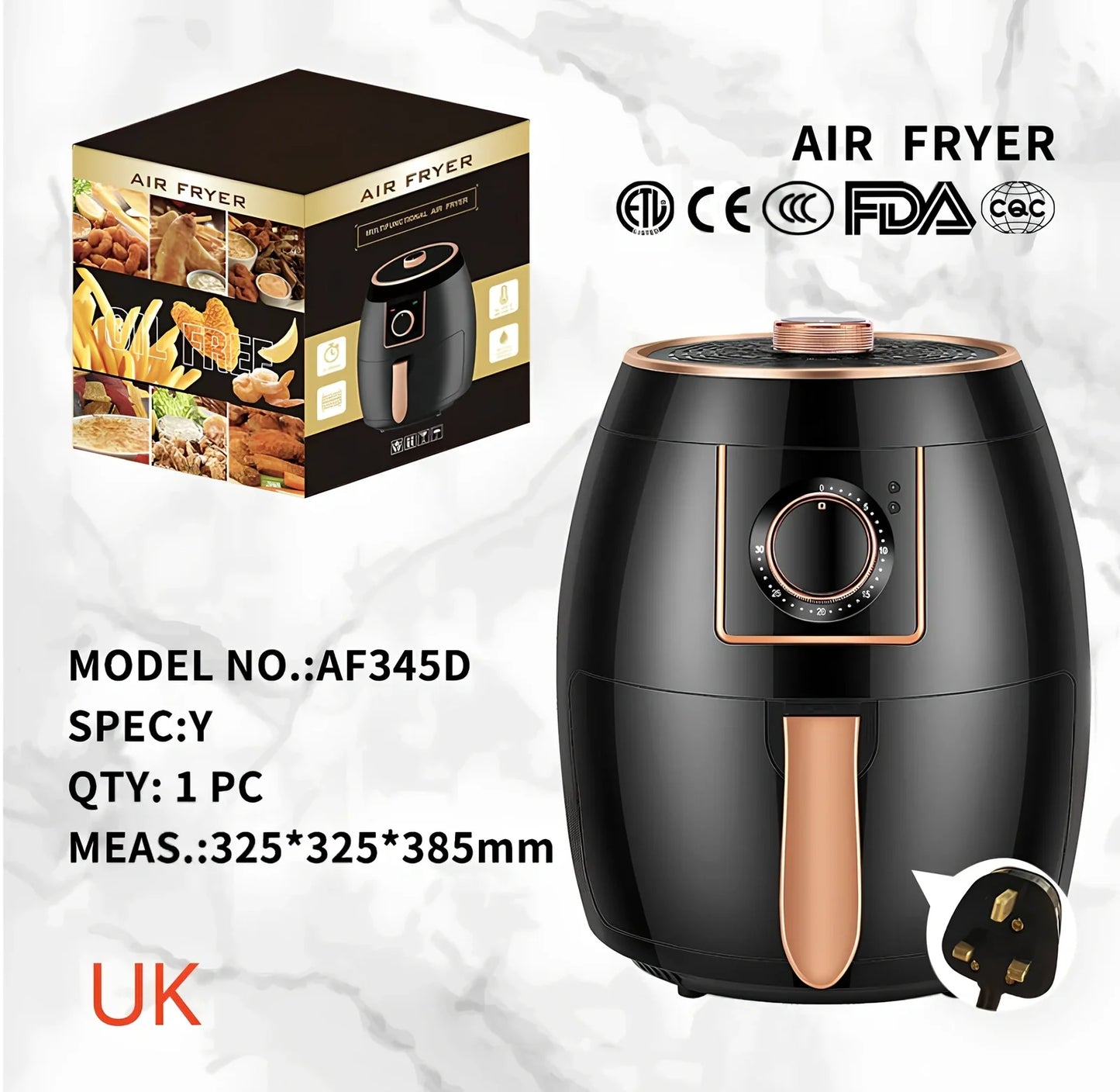 5.5L touch screen air fryer with metal body and LCD display for healthier frying