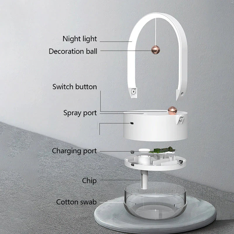 Compact Ultrasonic Humidifier with Mood Lighting - Portable Mist Dispersal and Ambient Glow for Home, Office, and Travel
