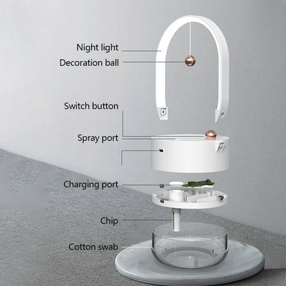 Compact Ultrasonic Humidifier with Mood Lighting - Portable Mist Dispersal and Ambient Glow for Home, Office, and Travel