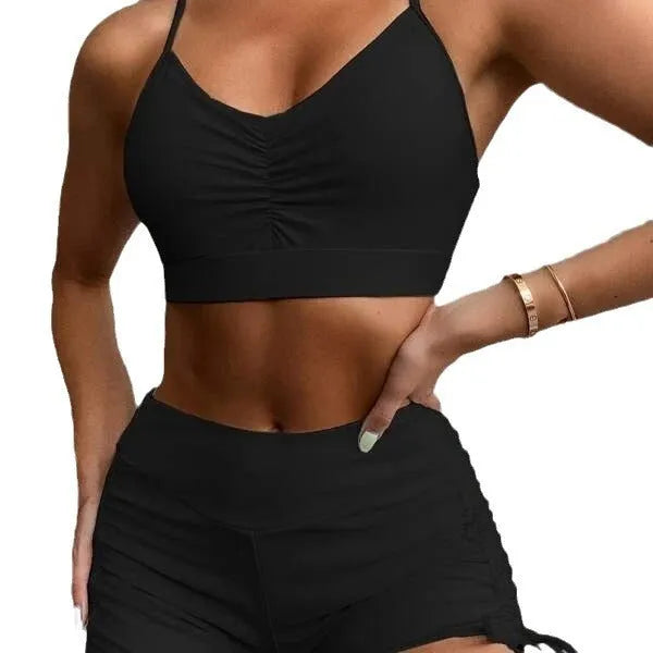 Women's purple or black high-waist split swimsuit with sleeveless design for swimming