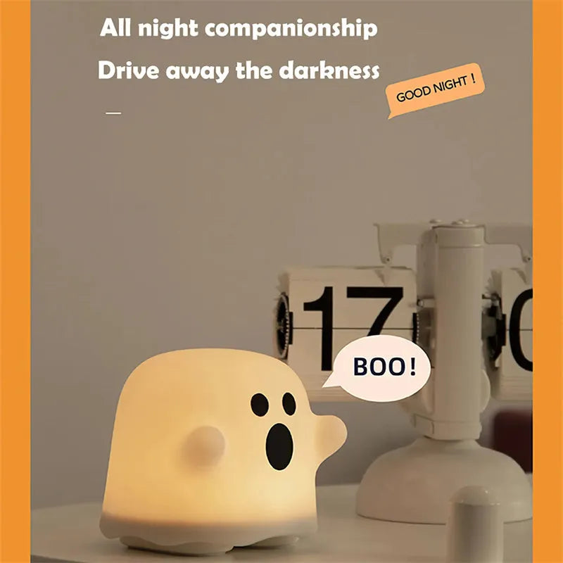 White silicone LED night light with touch sensor base showing 110mm height measurement