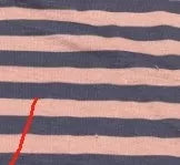 Women's striped long-sleeve hoodie in blue, pink, or orange with front pocket