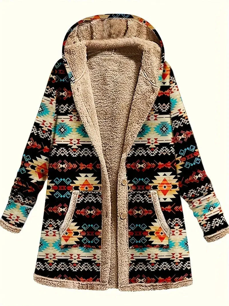 Cozy Cotton-Linen Printed Hoodie in various colors for warmth and style