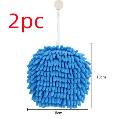 Blue chenille handball wipe showing 17x17cm dimensions for water absorption