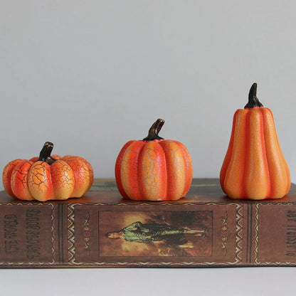 Realistic LED pumpkin lantern with intricate cracks and textures, creating a spooktacular Halloween decoration for your home.