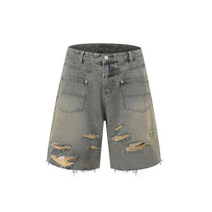 Denim overall suit set with loose fit street style design in matching top and trousers