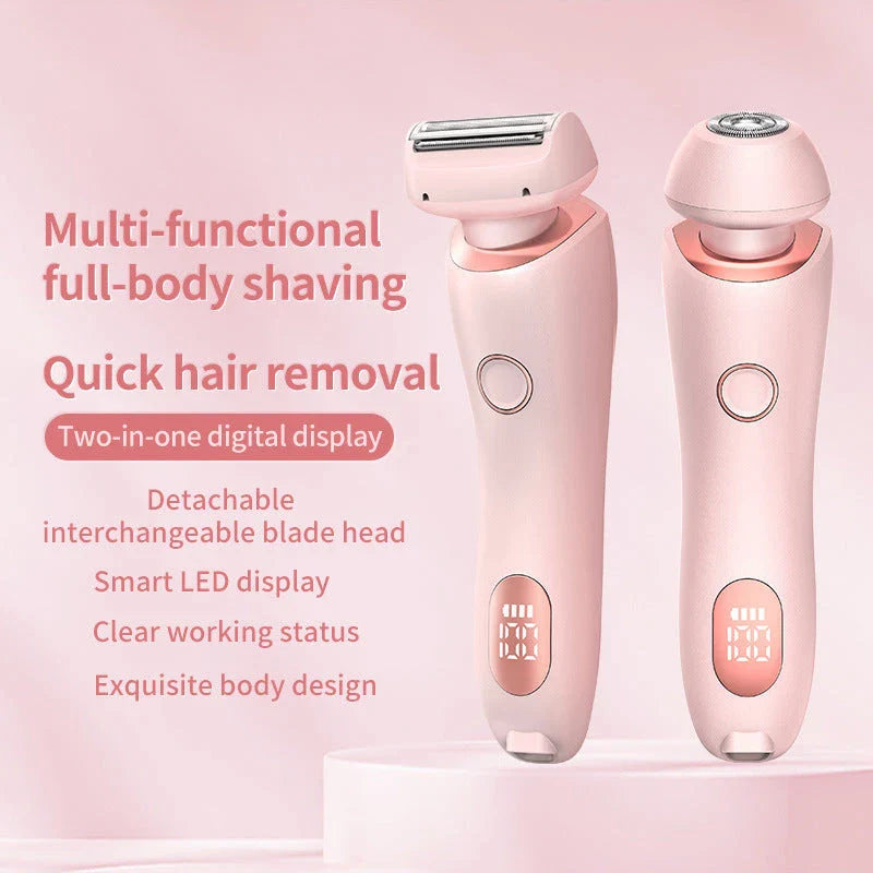 Cordless women's electric shaver with specialized square foil head and hypoallergenic blades for smooth, hair-free skin