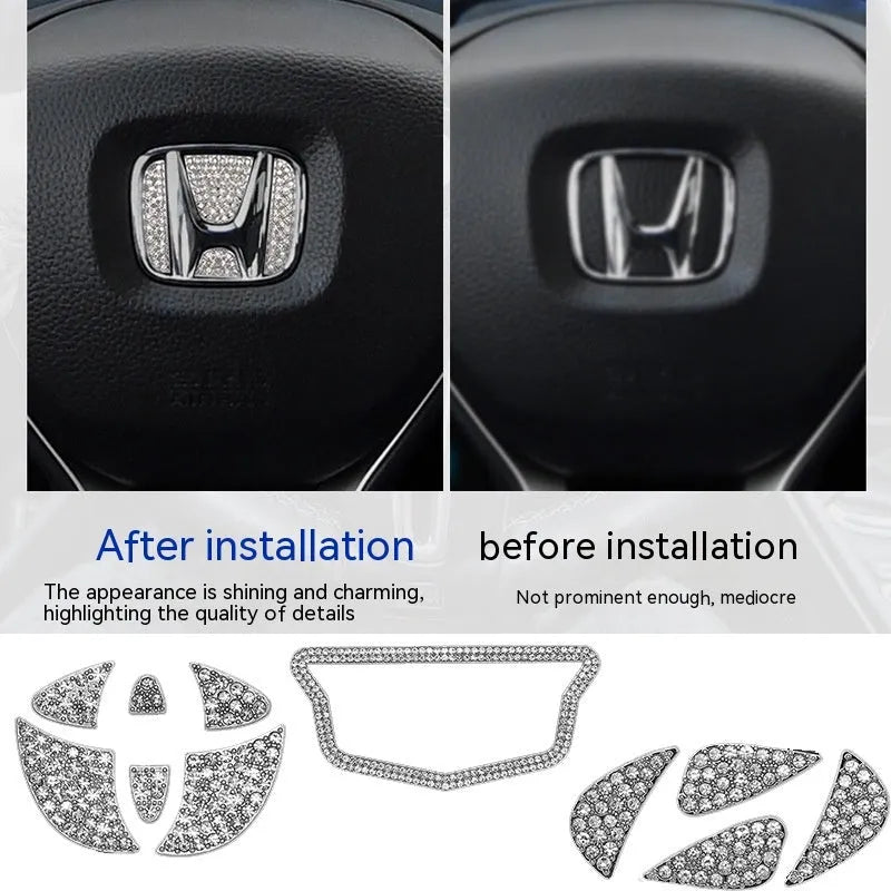 Zinc alloy diamond decorative sticker for Toyota steering wheel centre cap labelling
