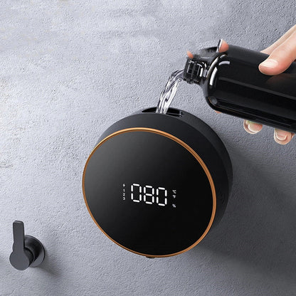 Automatic induction hand sanitizer machine in elegant white and obsidian black with LED temperature display