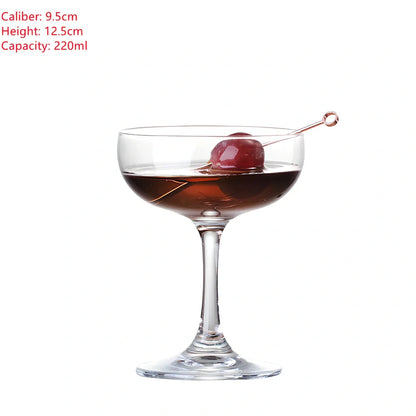 Creative transparent lead-free glass cup with seamless flat base for cocktails, 210ml capacity