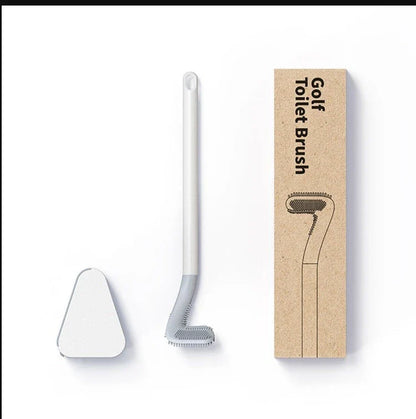 Wall-mounted toilet brush with flexible silicone bristles for easy, effective bathroom cleaning