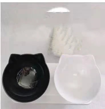 Elevated tilted double pet bowl with transparent design and adjustable stand