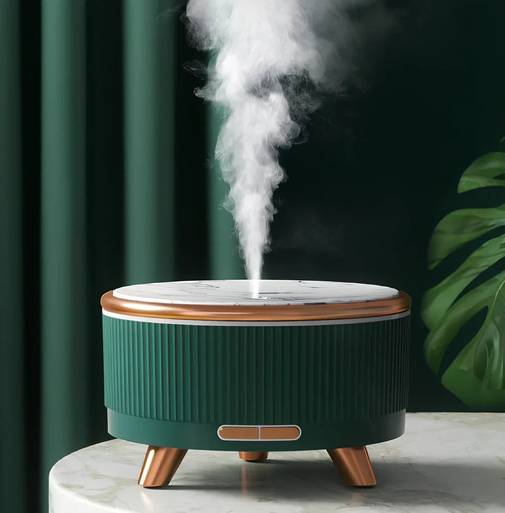 Cylindrical black USB bedroom humidifier with 500ml tank and timer for 10-20 sqm coverage