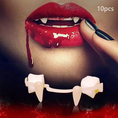 Retractable vampire fangs for Halloween and cosplay costumes, measuring 7.8*8*2.9CM