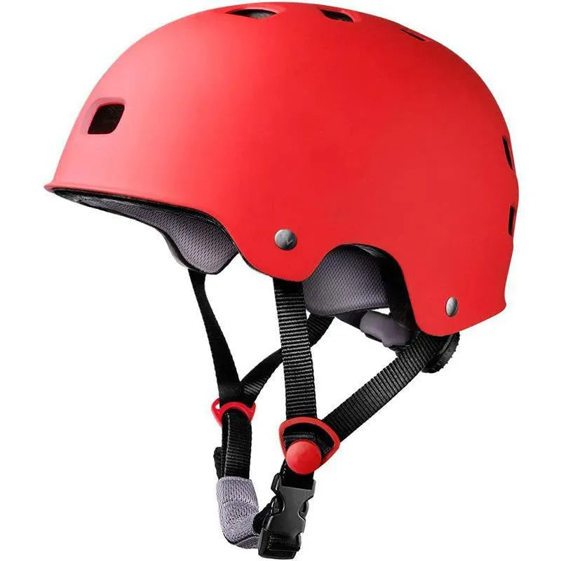 Children's skateboarding helmet in solid colour with ABS shell, shown in size S, M, and L.